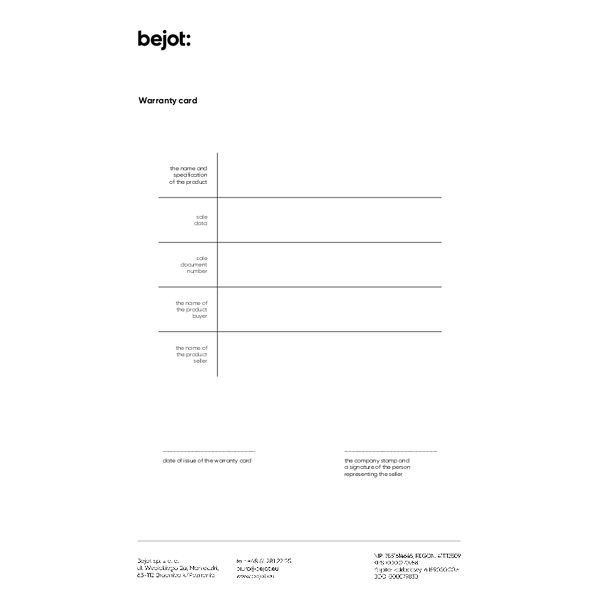 Warranty card